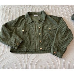 Pink Lily be kind cropped corduroy jacket size XL